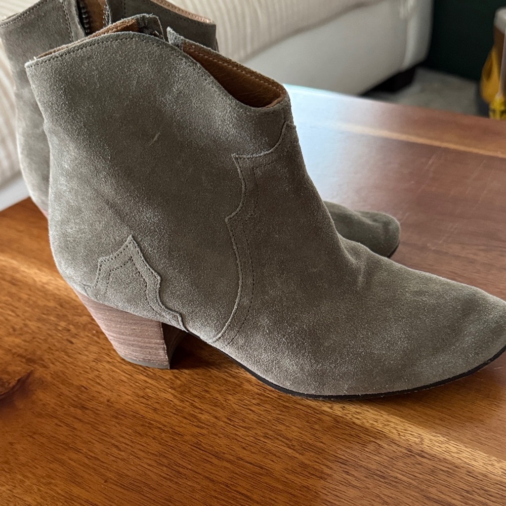 Isabel Marant Suede Ankle Boots in Olive Green